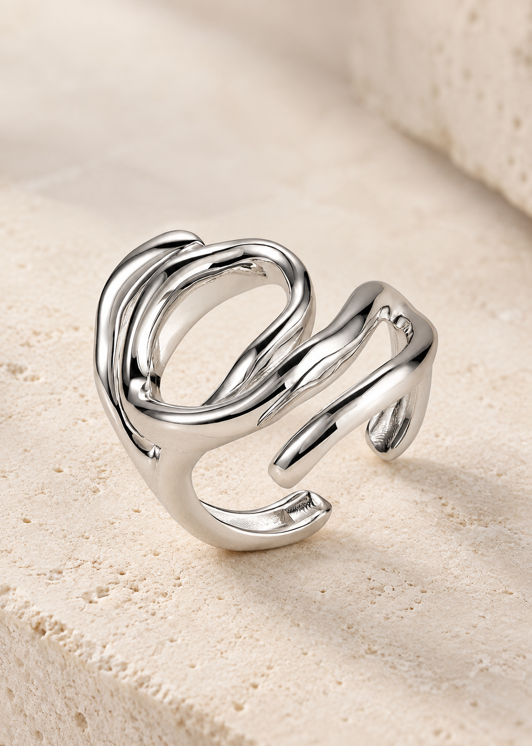 Halo Open Sculpt Ring — Silver