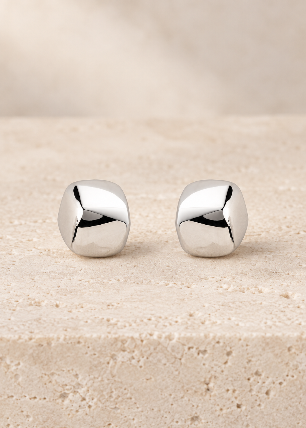 Revolve Mini Cube Studs — Silver