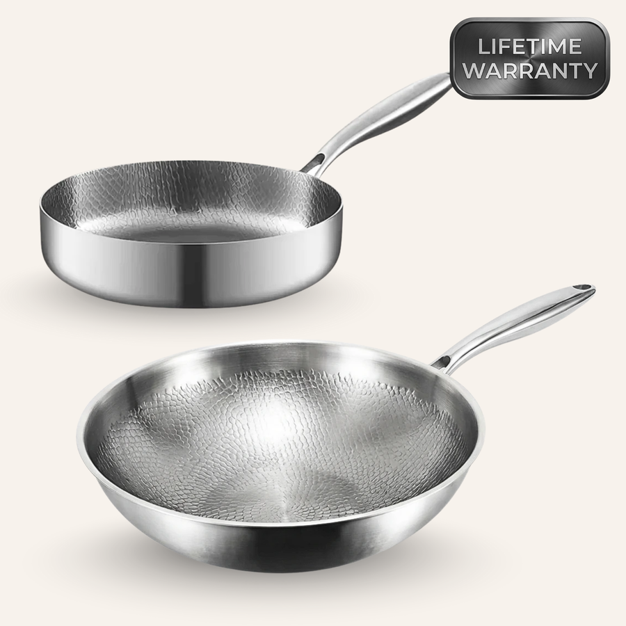 Ceylon Titanium Juego de wok y sartén profunda