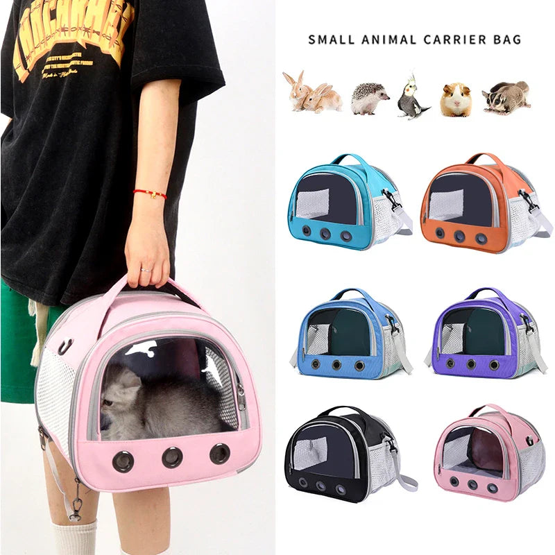 Breathable Mesh Small Animal Carrier With Clear Window For Stress-Free Pet Travel