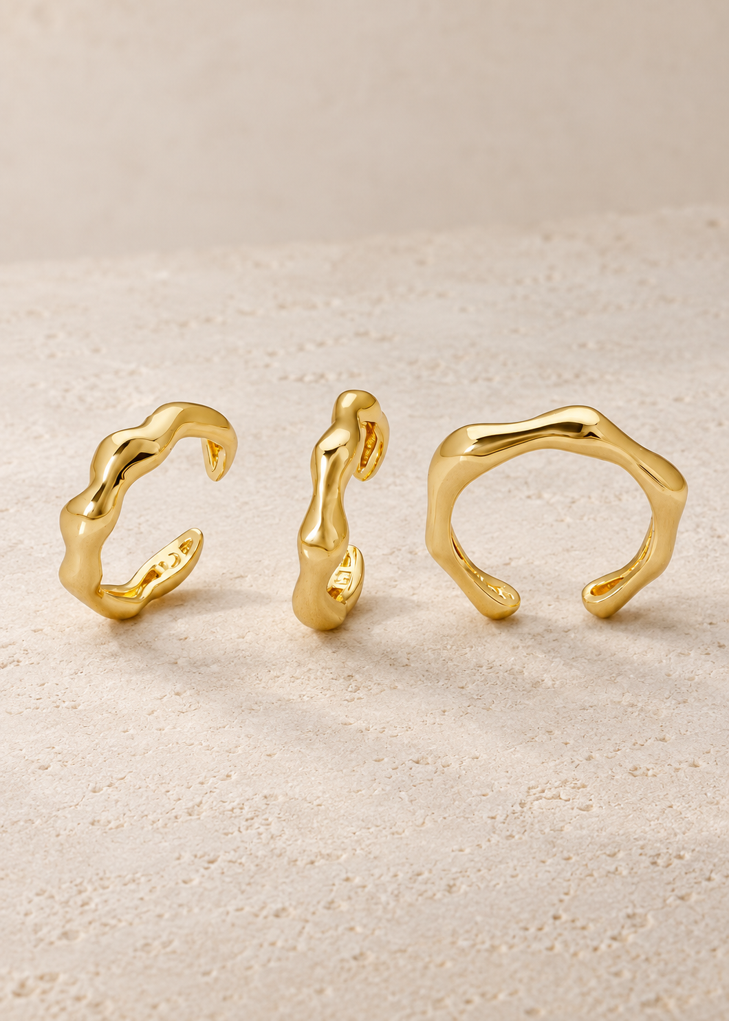 Aurea Organic Ring Trio — Gold