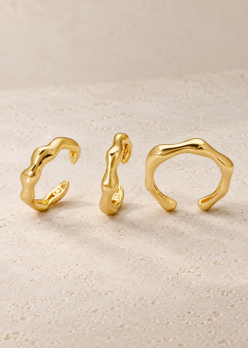 Aurea Organic Ring Trio — Gold