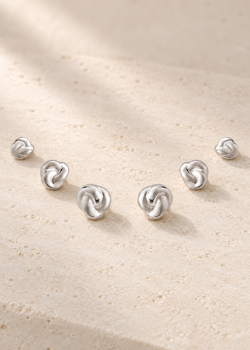 Cascade Knot Stud Trio — Silver
