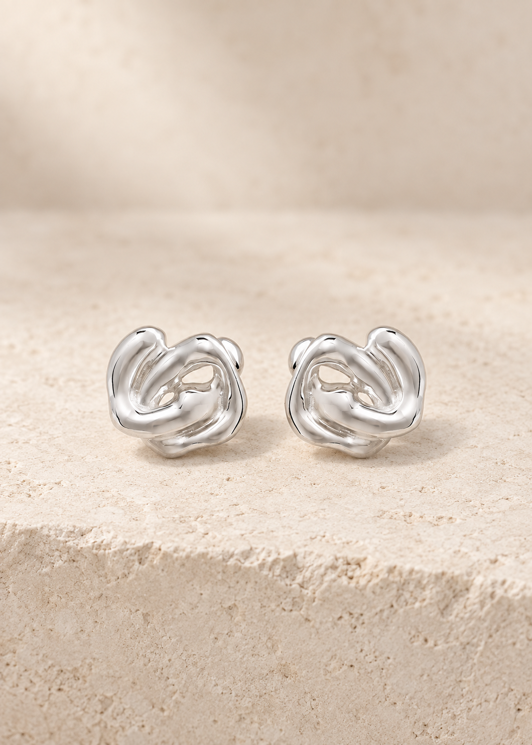 Molten Knot Earrings — Silver