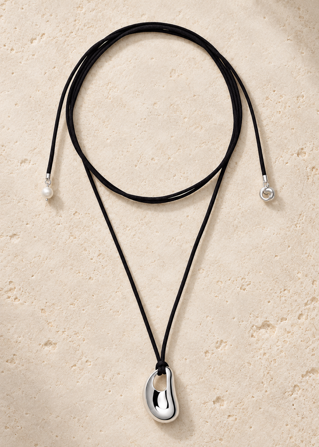 Muse Sculptural Cord Necklace — Silver