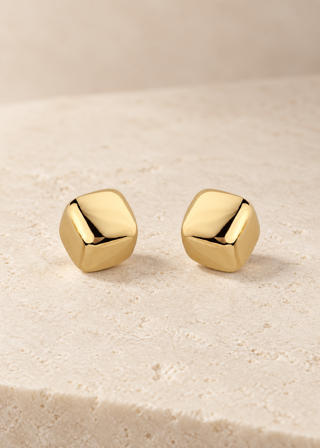 Revolve Mini Cube Studs — Gold