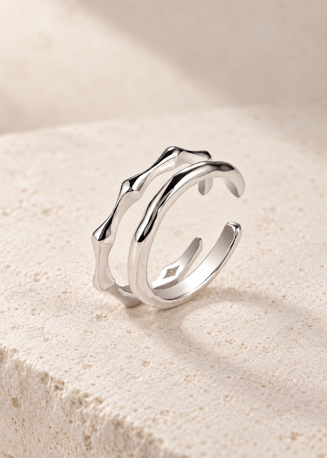 Starlight Double Band Ring — Silver